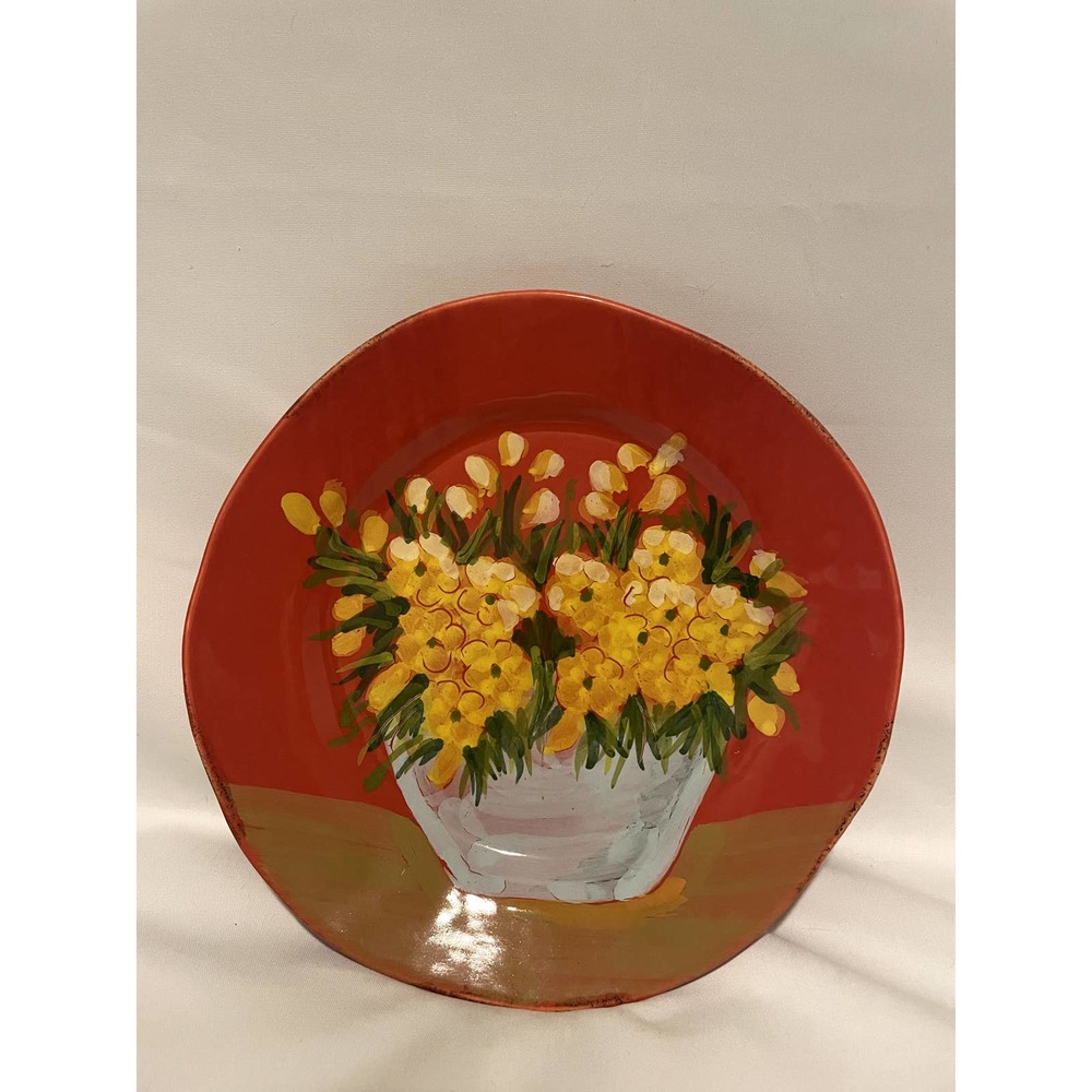 Salad Plate Sara's Flowers by VIETRI (ITALY) Spanish Broom